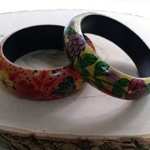 Vintage wood cuff bracelets